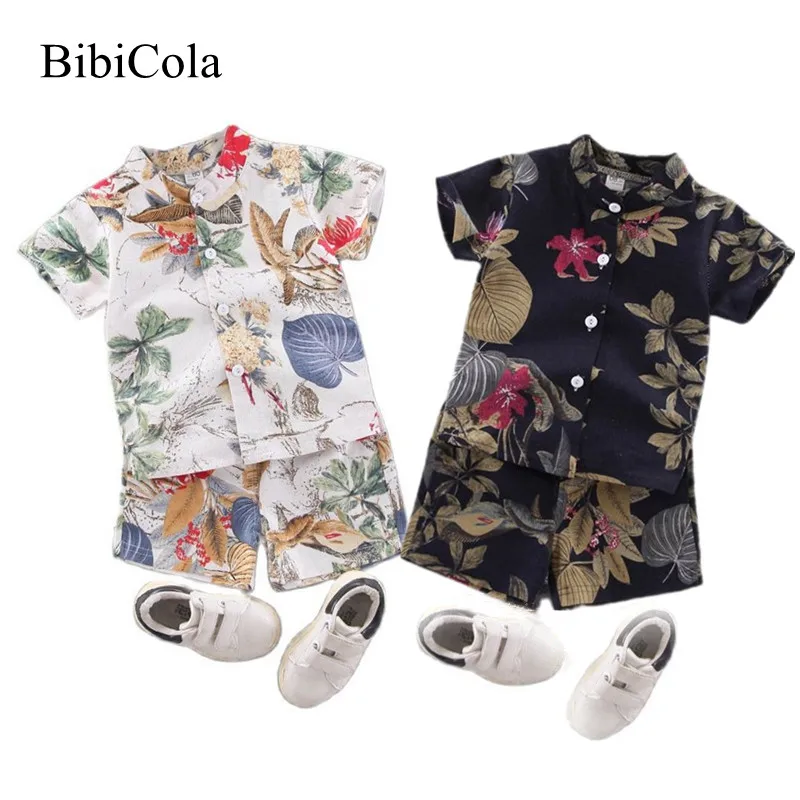 

Kids 1-4Y children boys summer set fashion Cartoon Print Kids Sportswear Set Short Sleeve + Shorts 2Pcs Suit