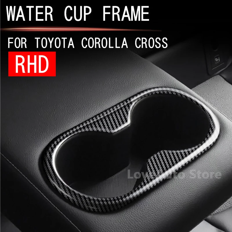 

For Toyota Corolla Cross 2021 2022 Car Rear Drink Bottle Water Cup Holder Frame Decoration Cover Trim Carbon Fiber Accessories