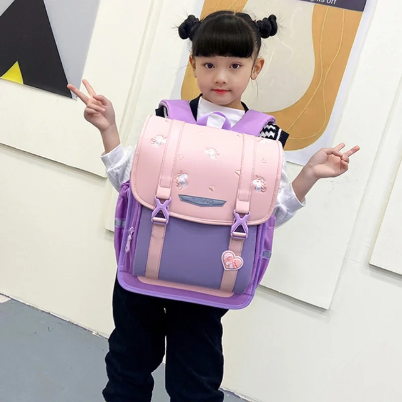Grade 1-6 Children Primary School Students British Style Large Capacity Backpacks New Girls Boys Reflective Unicorn Schoolbags