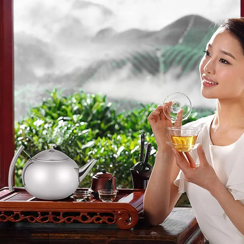 

Silver Gold Colors 1/1.5/2L Teapots Steel Water Kettle Pot Filter Tea Restaurant Pot Tea Kettle Hotel Coffee With F7D2