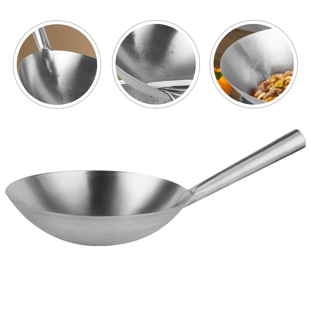 

Stainless Steel Wok Frying Pan Griddle Commercial Heavy Duty Home For Gas Stove Induction With Handles