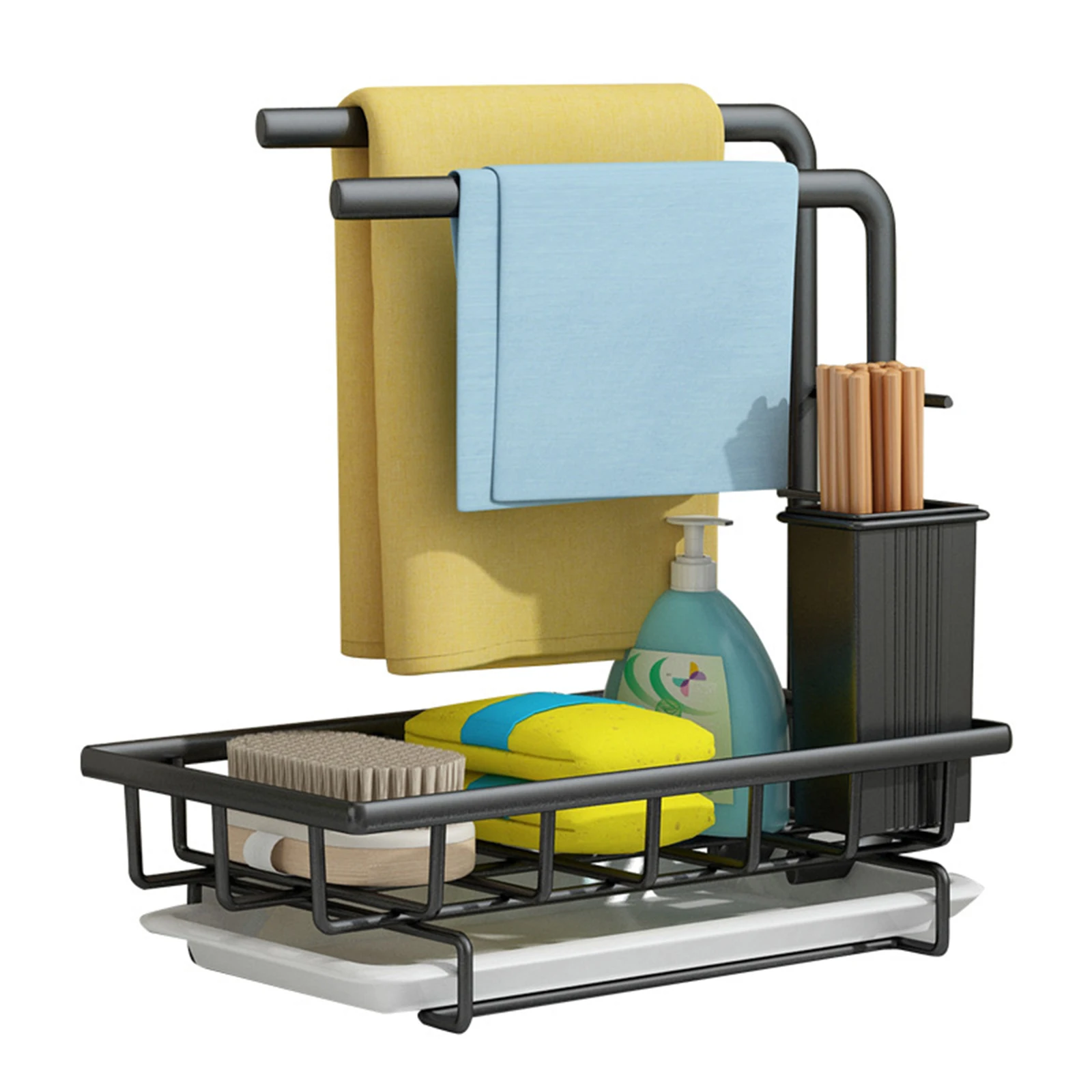 

Органайзер для мыла с капельным подносом, кухонный органайзер для хранения кухни, простой в чистке держатель губки, держатель для кухонной утвари