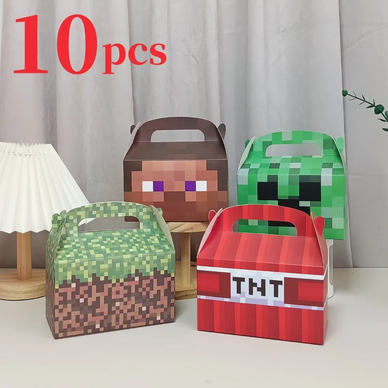 10 шт. упаковочная бумажная коробка для подарков Minecraft коробки конфет с героями