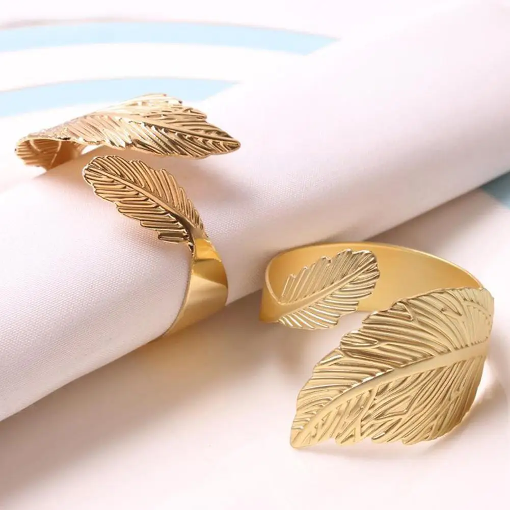 

1pcs Leaves Feather Napkin Buckle Holders For Wedding Party Festivals Dinner Table Decoration Z8v6
