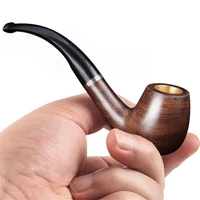 retro ebony tobacco pipe 3 in 1 copper pot wooden bent pipe filter cigarette holder durable detachable smoking pipe mens gifts