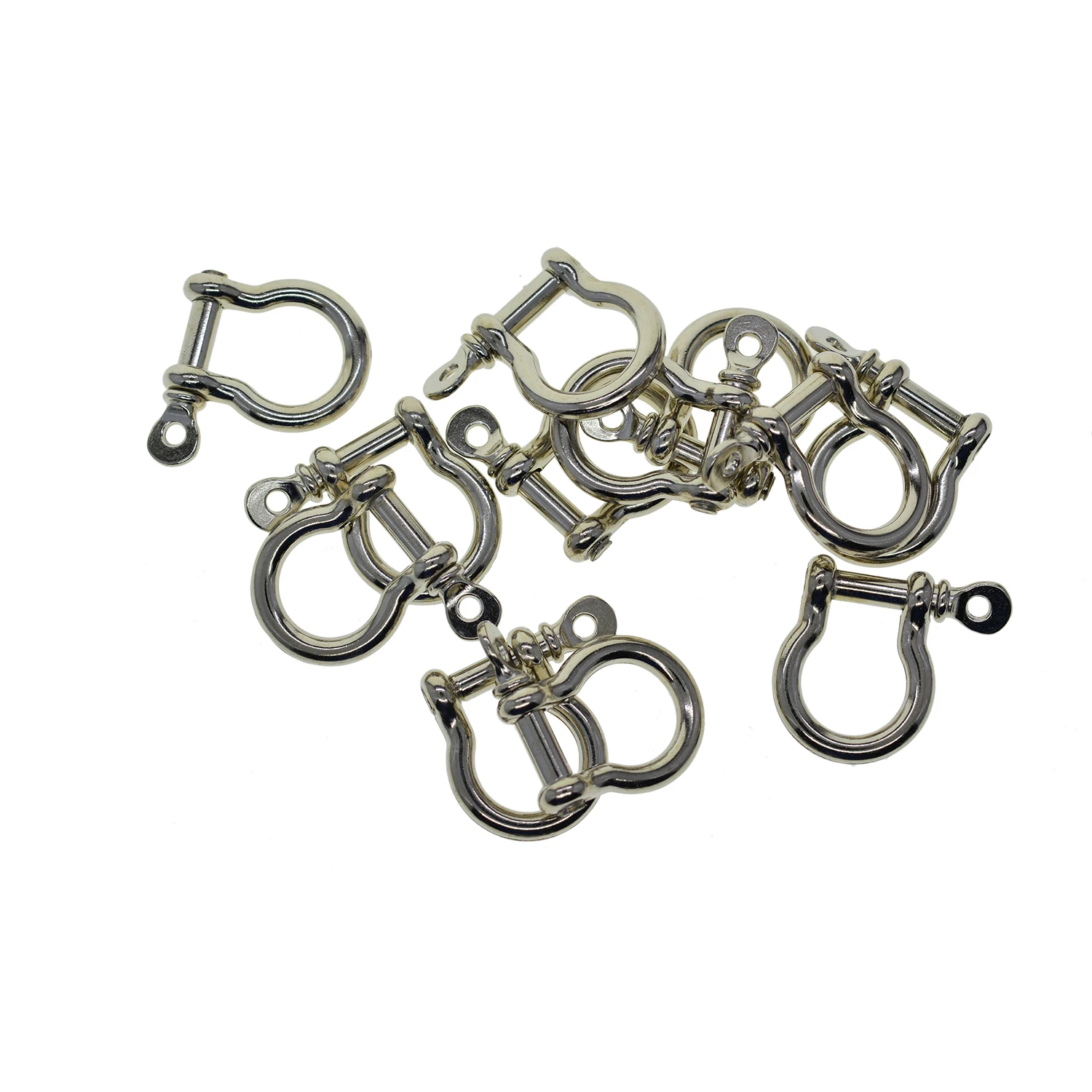 

wholesale 50 Silver alloy screw pin lock U hook shackle leather bangle connector joint horse shoe keychain lanyard FOB EDC DIY