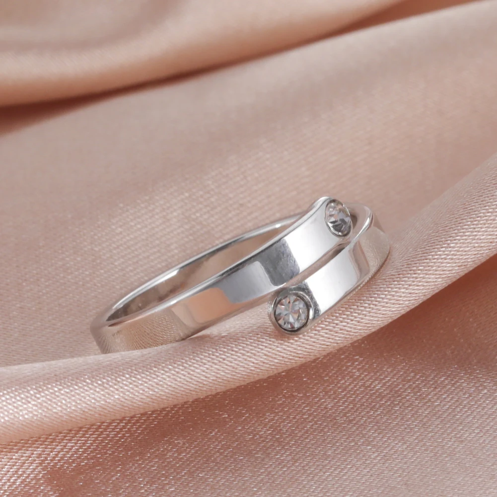 

COOLTIME Staggered Stainles Steel Rings for Women Open Adjustable Couple Rings Jewlery Engagement Birthday Gift 2023 New