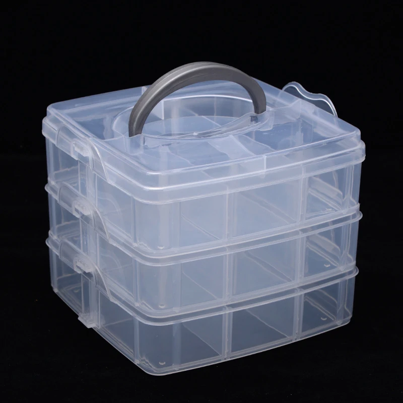 

3 Layers Jewelry Bead Pills Nail Art Tips Storage Box Container Organizer Case Craft Clear Plastic Jewelry Tool Box