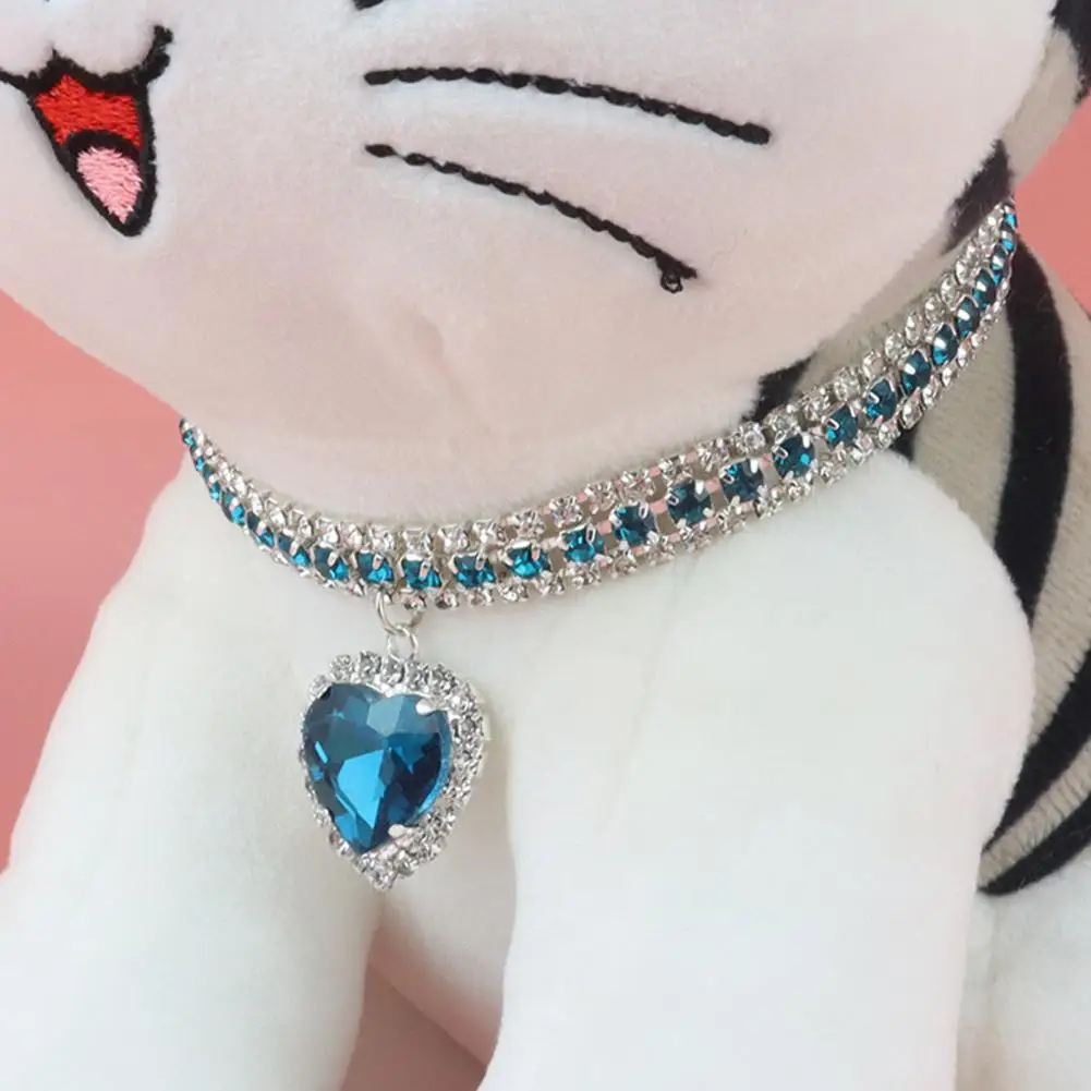 

Pet Collar Love-heart Pendant Jewelry Accessories Anti-fade Shiny Inlaid Rhinestone Dog Cats Necklace Loop Puppy Accessories