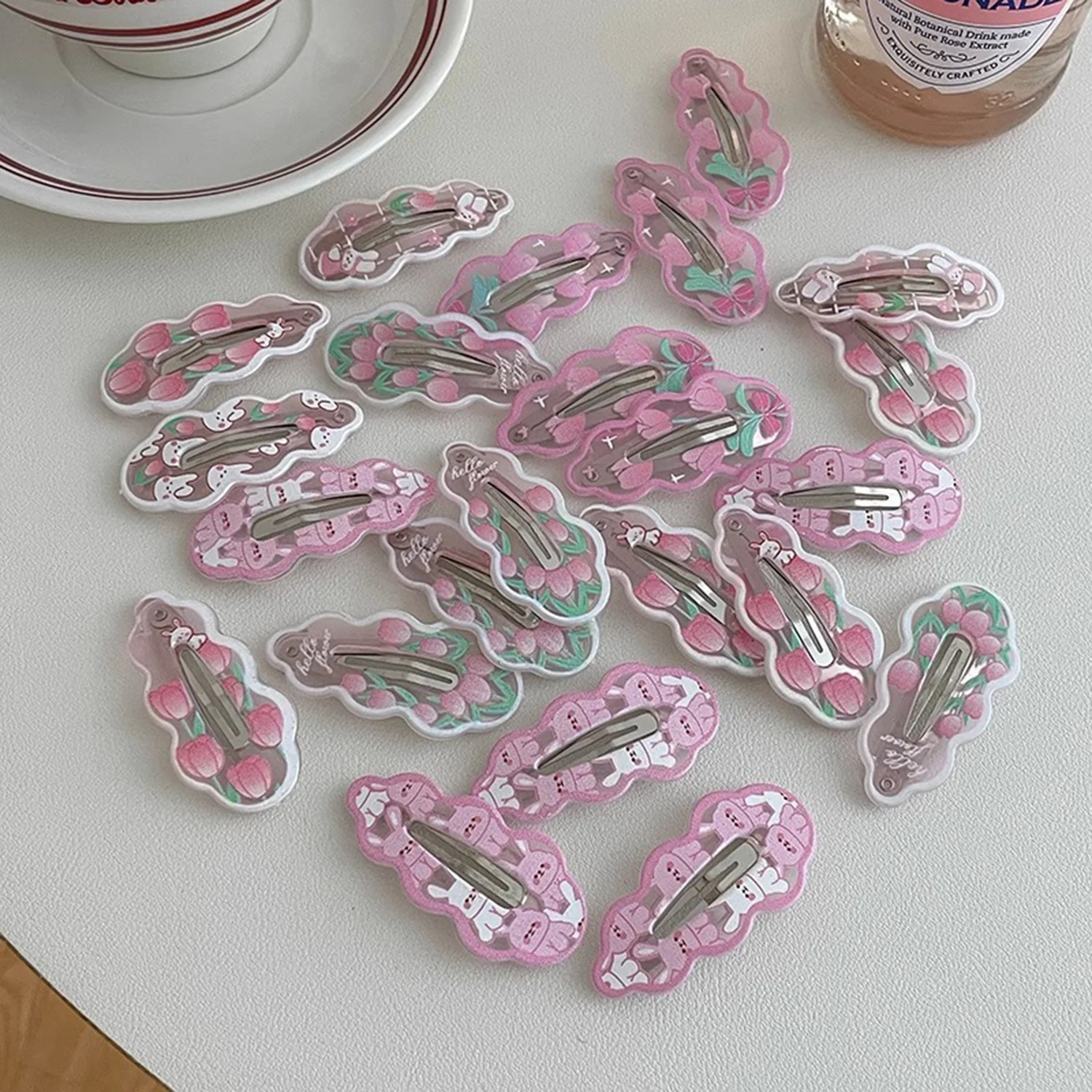 

1PC Cartoon Rabbit Flower Duckbilled Hairpin Girls Sweet Fashion Tulip Lace Hair Clips Barrette Hair Accessories For Women