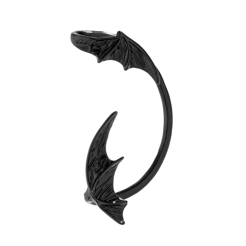 Готические серьги-клипсы с крыльями летучей мыши в стиле панк серебряные