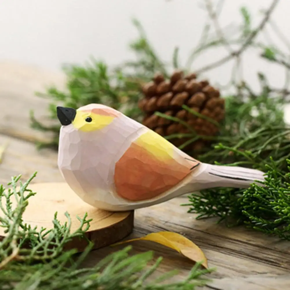 

Cute Bird Wooden Ornament Bird Shaped Odorless Children Wooden Bird Bird Toy Little Fat Bird Ornament