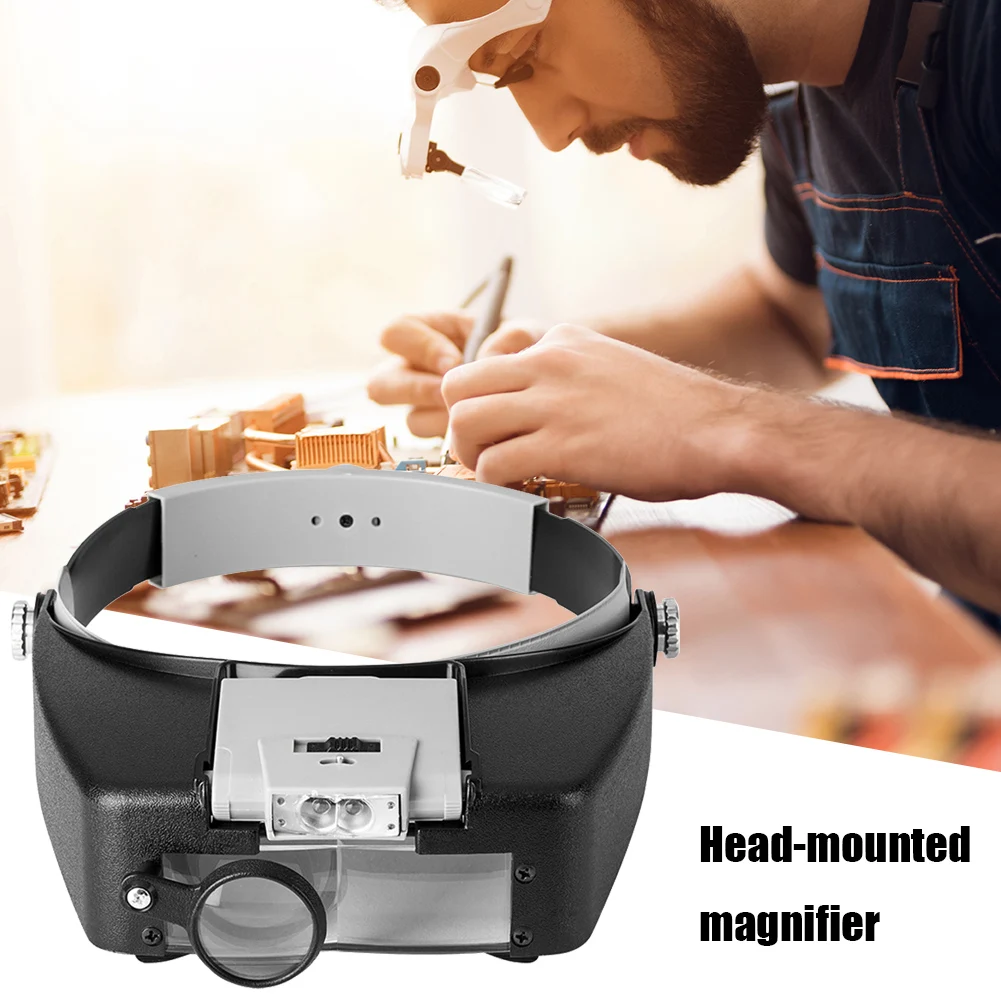 

Illuminated 3x Magnifying Glasses Reading Adjustable Jewelers 8.5x Magnifier Hands 10x For 1.5x Light Free Band
