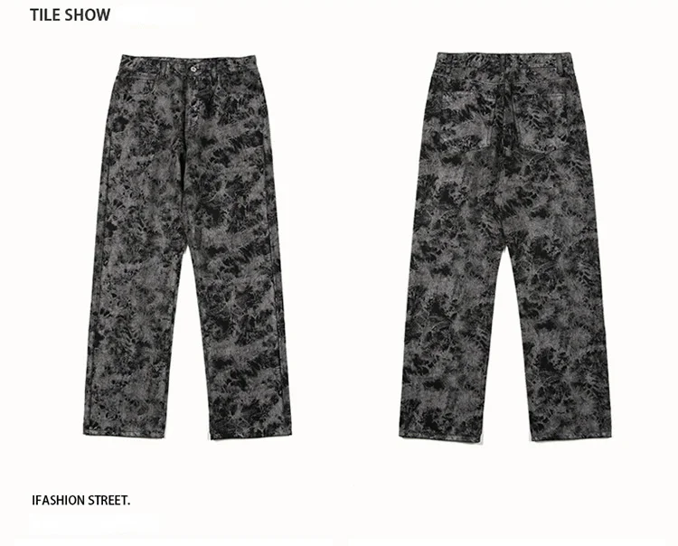 YIHANKE Harajuku Tie-dye Jeans Jogging Pants Men's Hip-hop Street Korean Fashion Trousers Y2k Hippie Jogging Large Size Casual