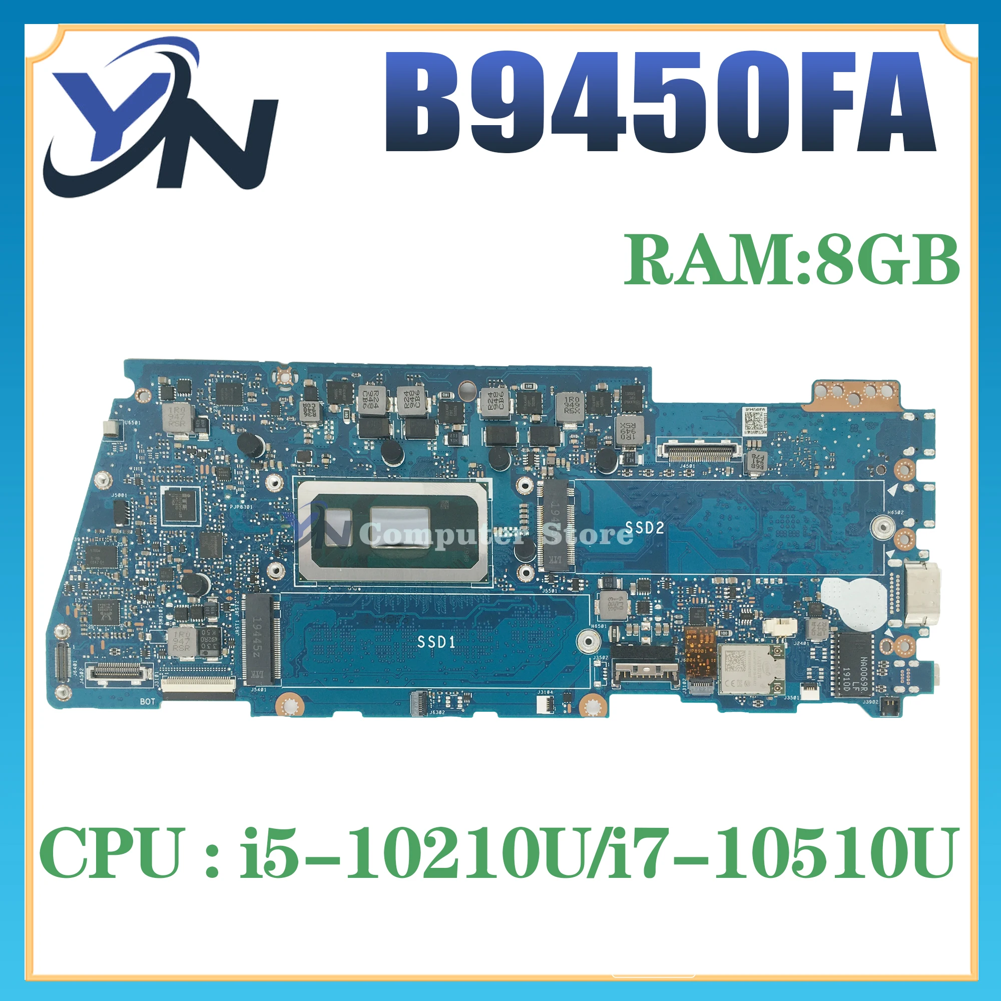 

B9450FA MAINboard For ASUS B9450F Expertbook B9450 B9 XS79 Laptop Motherboard with I5-10210U I7-10510U CPU 8GB-RAM OK 100% TEST