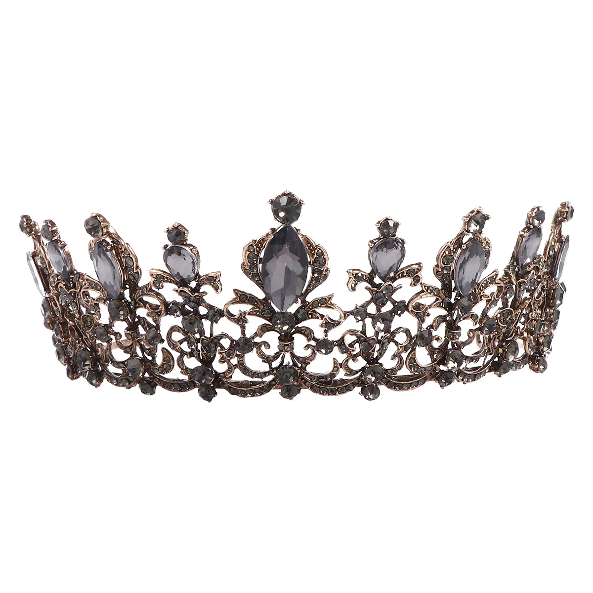 

Baroque Crown Vintage Hair Accessories Rhinestones Headpiece Headwear Alloy Wedding Headdress Women Miss