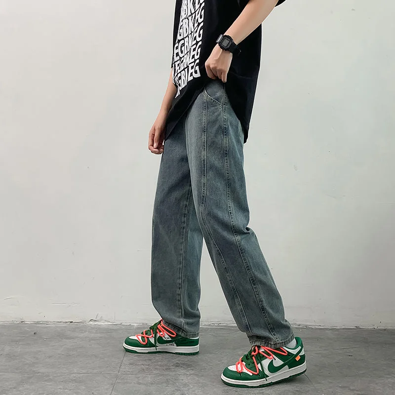 Blue/Black Jeans Men Fashion Casual Straight Jeans Mens Japanese Streetwear Loose Hip Hop Baggy Denim Pants Mens Trousers S-2XL