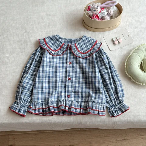 Детская хлопковая клетчатая рубашка