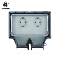 2 eu plug socket ip66 industrial socket outdoor waterproof bathroom kitchen safety electrical outlet