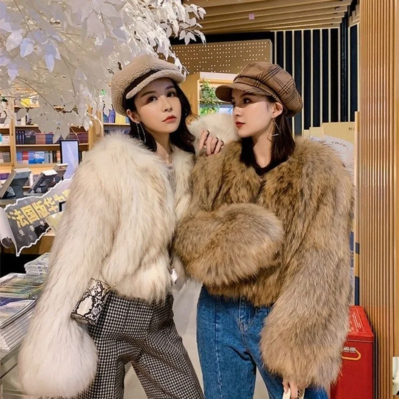 

Long Sleeve Faux Fox Fur Coat Women Winter Jackets Fashion Thick Warm Fur Coats Outerwear Fake Fur Jacket Women Clothing E692