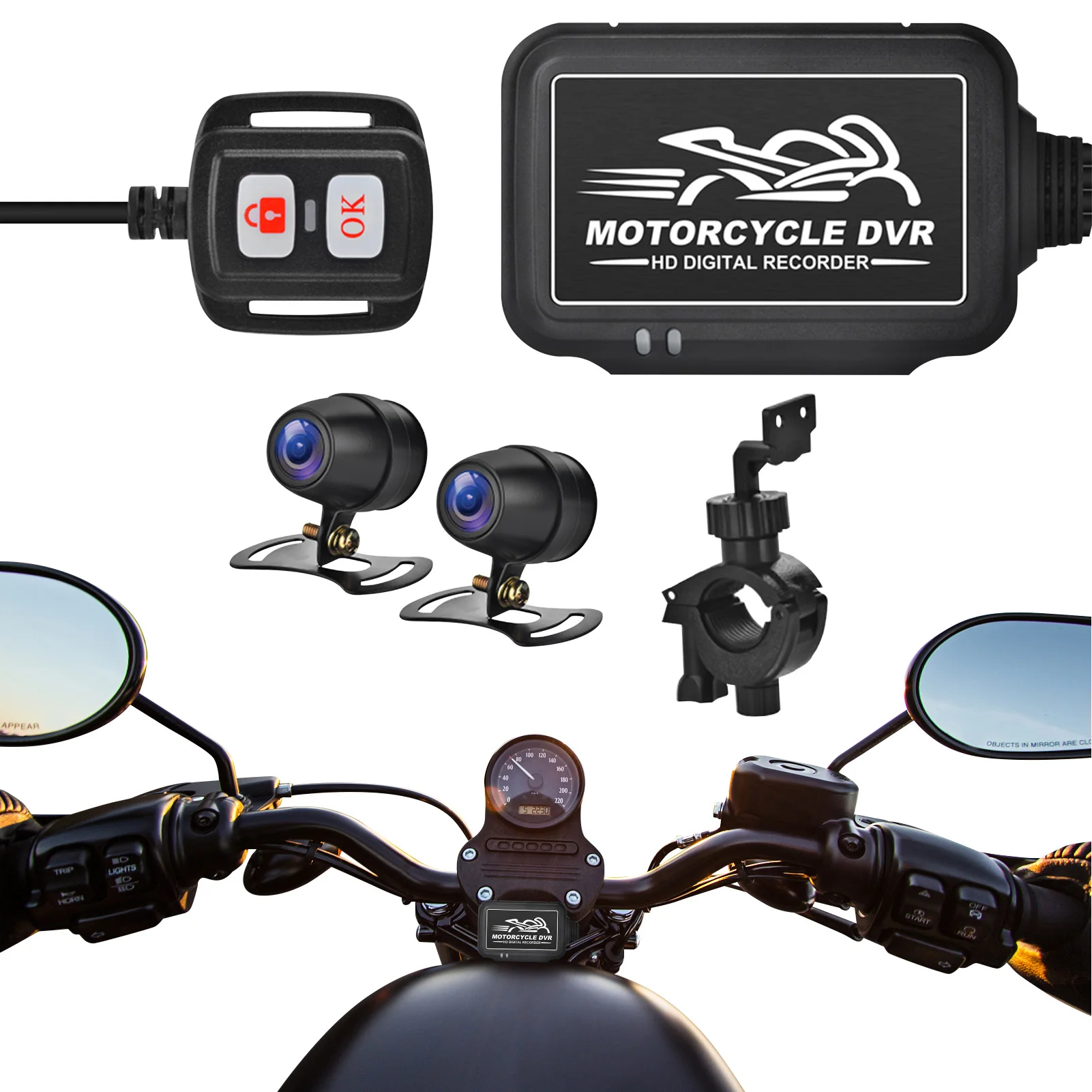 Motorcycle Dash Cam Motorcycle Camera Recorder Universal Camera 150 Degree Wide Angle Dual Channel 1080P Full HD Motorcycle