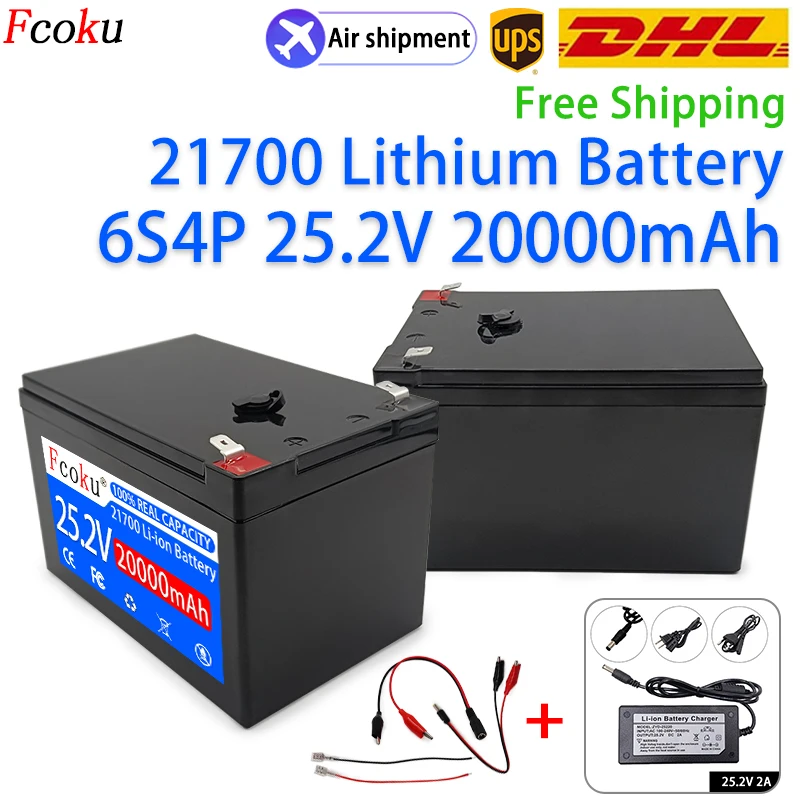 

Большой блок аккумуляторов 21700 6S4P 20 Ач подходит для аккумуляторных батарей на солнечных батареях электромобиля + зарядное устройство 25,2 в 2 ...