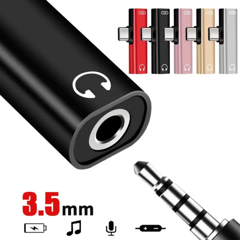 Переходник 2 в 1 с USB C на 3 5 мм Aux Тип c AUX Mic Jack зарядным портом аудио наушники