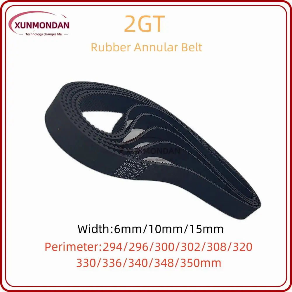 

Xunmondan 2GT/GT2 Timing Belt 294 296 300 302 308 320 330 336 340 348 350mm Belt Width 6mm/10mm/15mm