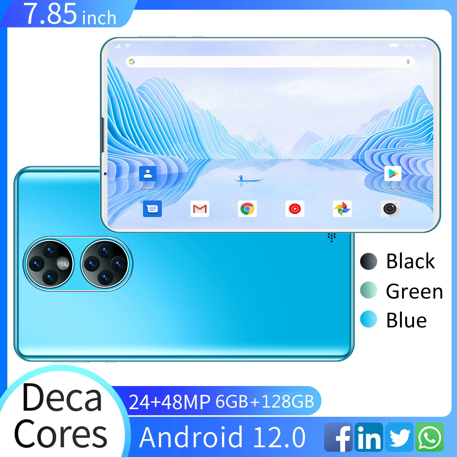 

Matepad-планшет P50, телефон с двумя sim-картами, 24 + 48 Мп, WPS office, Google play, телефон, Новый мини-планшет, 6 ГБ ОЗУ, 2022 Гб ПЗУ,