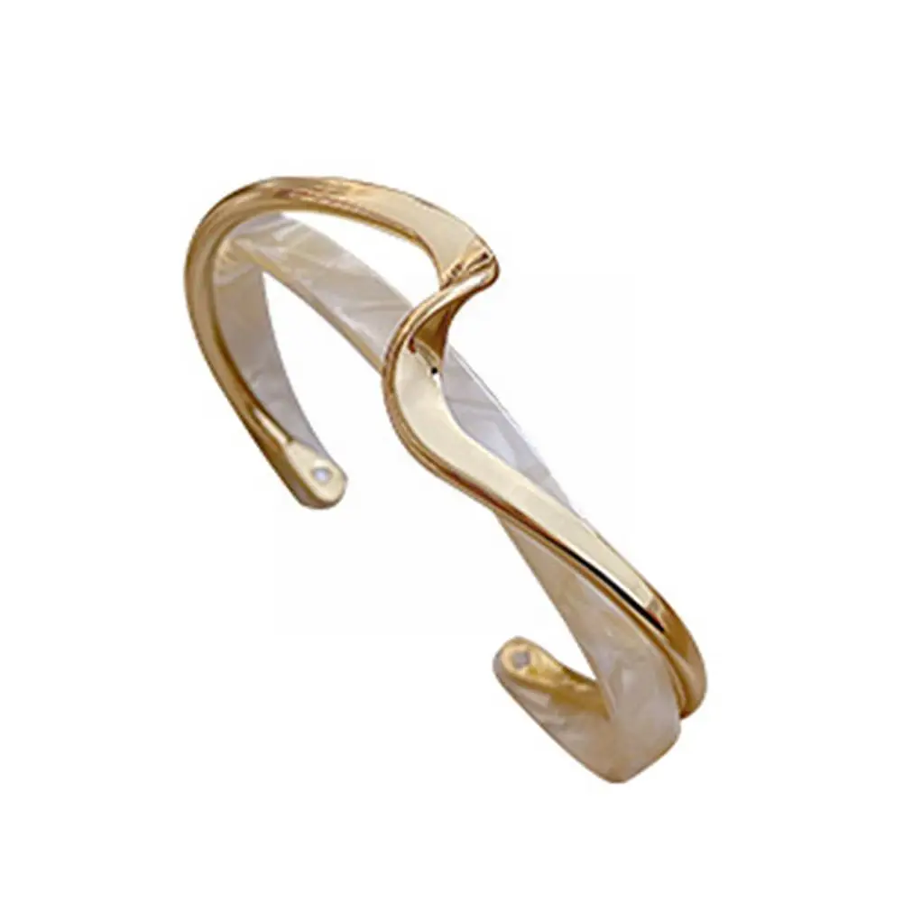 

Новый простой белый браслет для моллюсков, металлический геометрический пересечение уксусной смолы, Открытый браслет для женщин и девочек,...