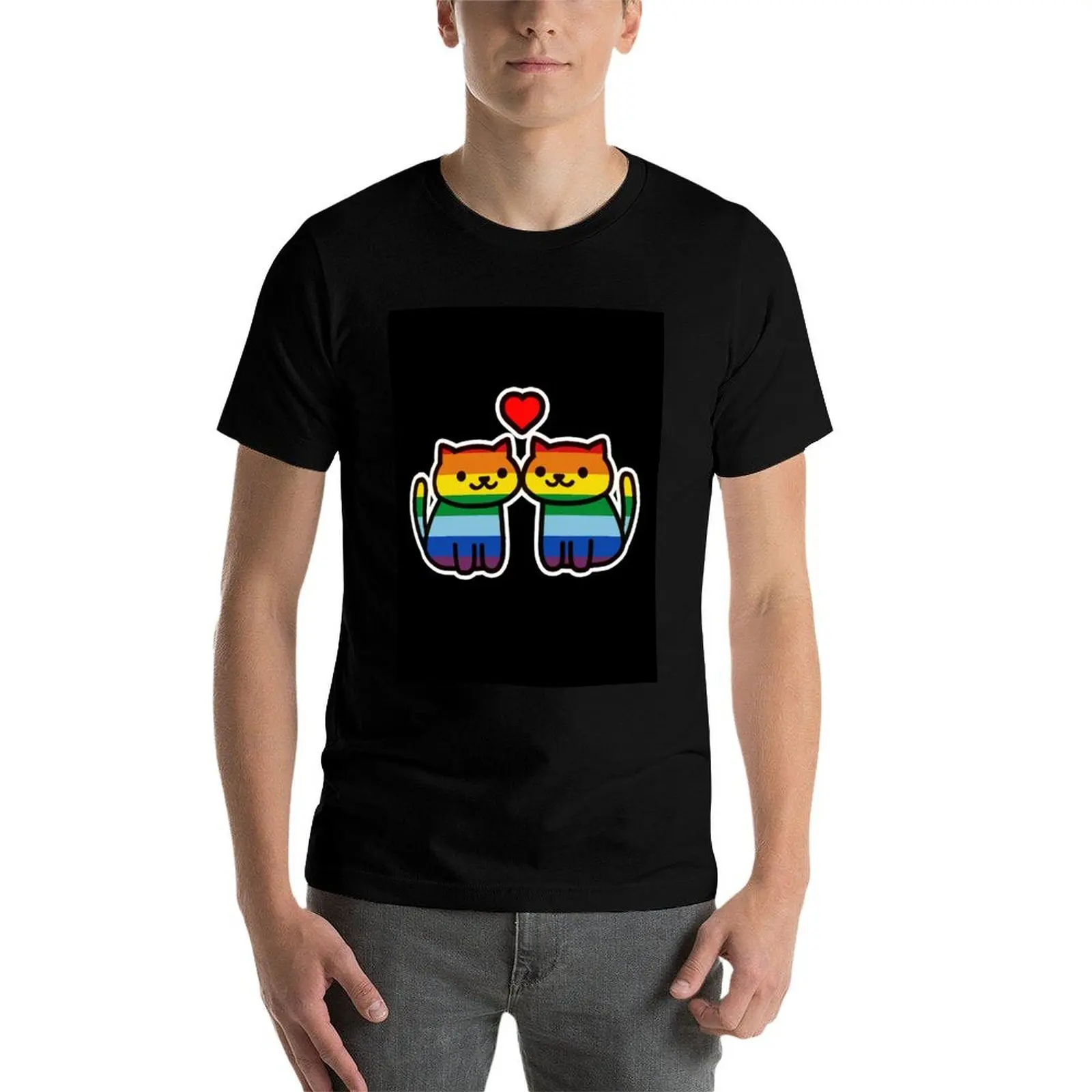 Neko Atsume Gay Pride Merch футболка модные рубашки таможенная эстетичная одежда хлопковая