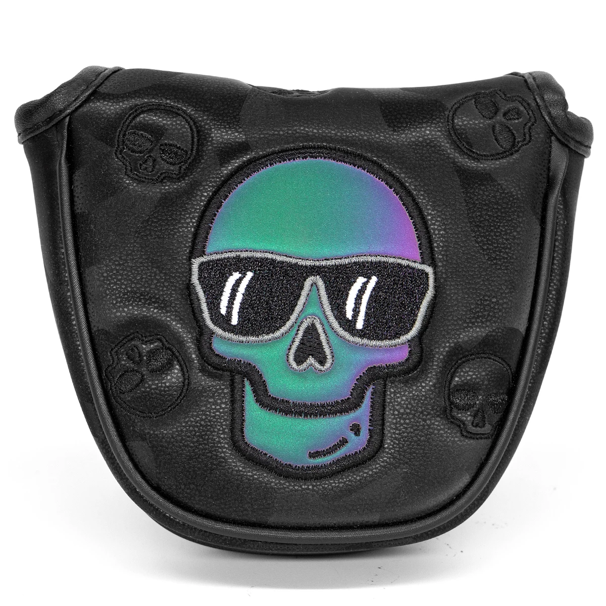 

Putter Cover Black Bottom Glasses Skull Golf Head Cover Laser Series Mallet Putter Cover Semicircle Golf Club Headcover