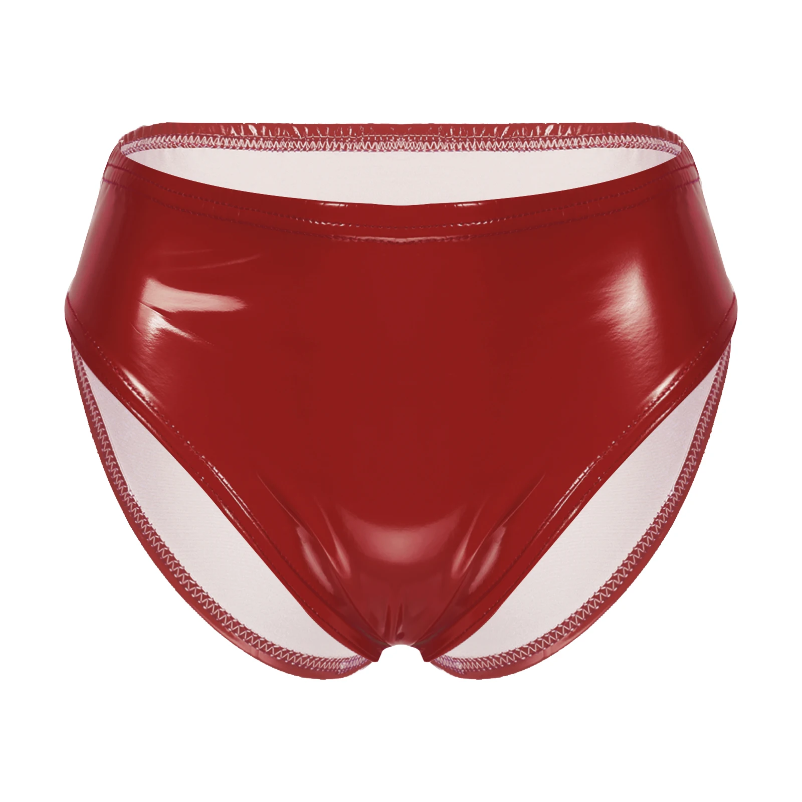 

Womens Solid Color Wet Look Patent Leather Briefs Underwear Club Dancing Performance Elastic Waistband Sexy Panties Lingerie