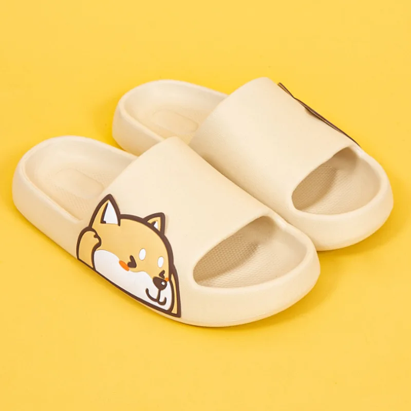 Summer Women Men's Indoor Slippers Bath Thick Platform Non-slip Home Easter Cartoon Flip Flops Bear Beach Sandals Ladies Shoes