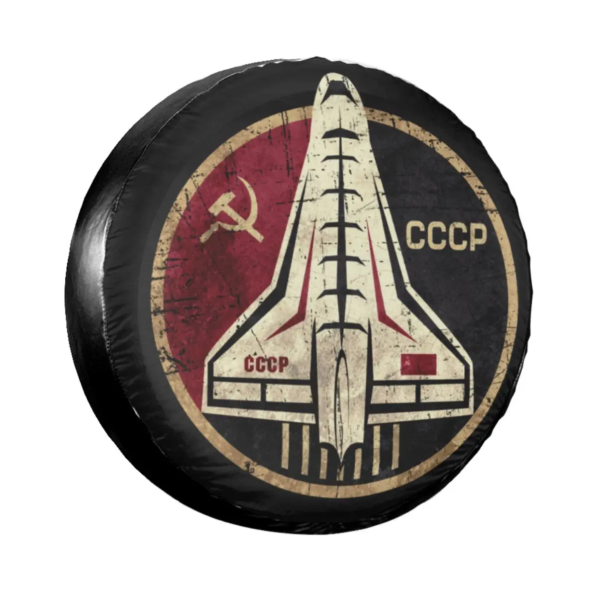 

CCCP Space Shuttle Emblem Spare Tire Cover for Jeep Pajero Custom USSR Rocket investigation Car Wheel Covers 14" 15" 16" 17"