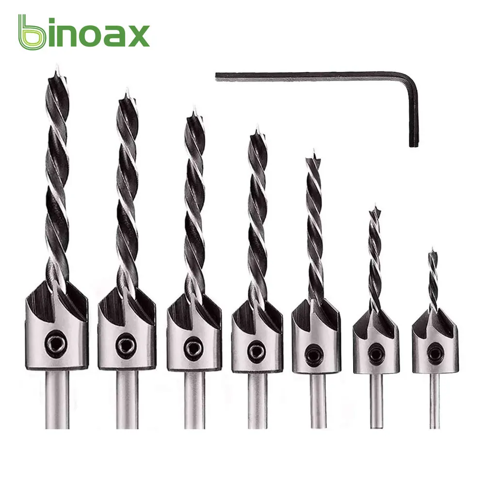 

Binoax 4/7 шт. сверла для зенковки из быстрорежущей стали с 5 канавками набор винтов деревообрабатывающий инструмент для фаски 3-6 мм