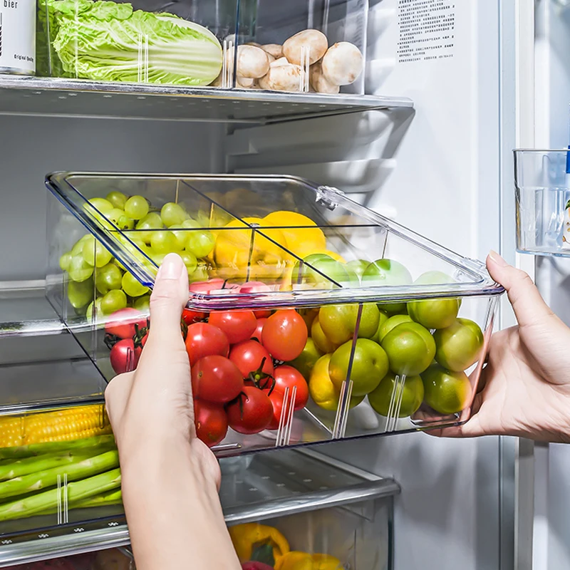 

Контейнер для хранения пищевых продуктов в холодильнике с крышкой, Новый Кухонный отдельный контейнер для заморозки овощей, фруктов, мяса, Органайзер