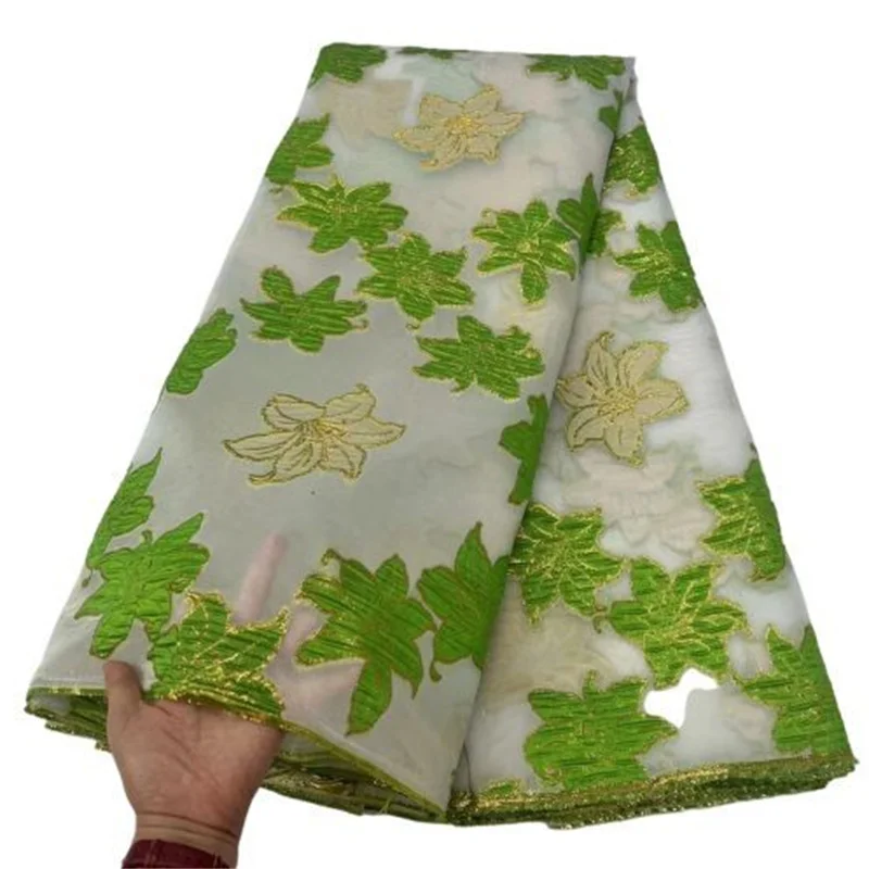 

Новейшая зеленая африканская позолоченная кружевная ткань, многоцветное высококачественное нигерийское французское жаккардовое Тюлевое ...