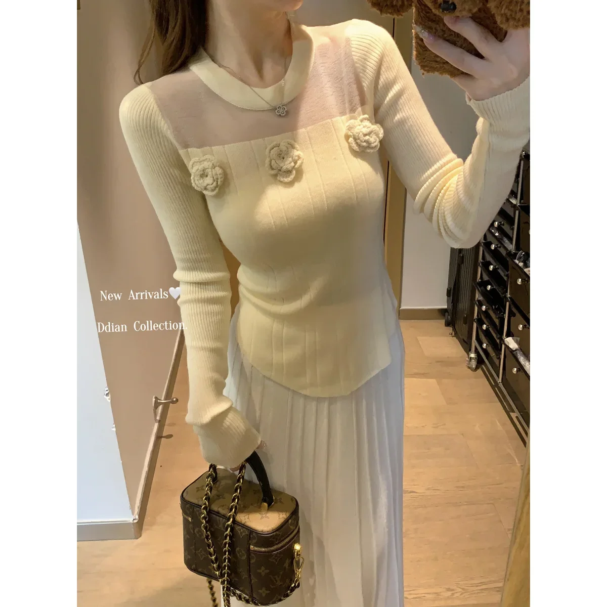 Осень/зима корейский стиль прозрачный бесшовный вязаный свитер Pure Desire с