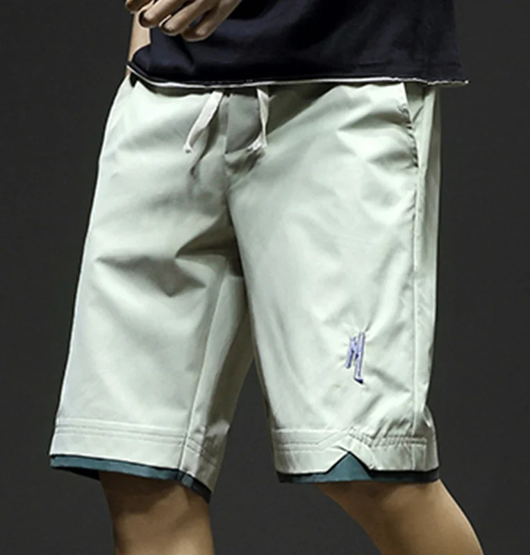 

2022 Summer New Fashion Casual Comfortable Shorts Men's Cotton Loose Stack Shorts Thin Drawstring Straight Fit Shorts