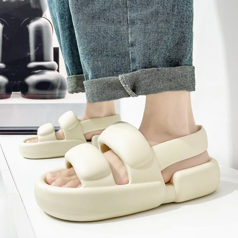 

Новинка лета 2023, мужские сандалии в уличном стиле, классические черные повседневные уличные пляжные слипоны, водонепроницаемая обувь для увеличения роста, Кроксы