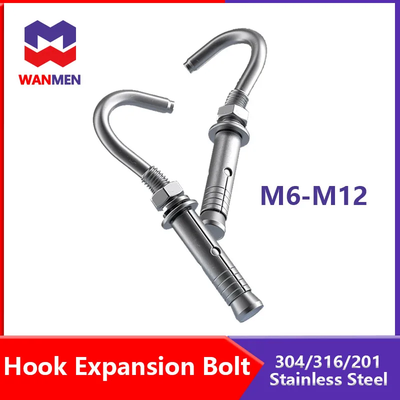 

Sleeve Anchor Expanding Hook Expansion Bolt M6 M8 M10 M12 Open Cup Hook Manhole Cover Screw 316/304/201 Stainless Steel