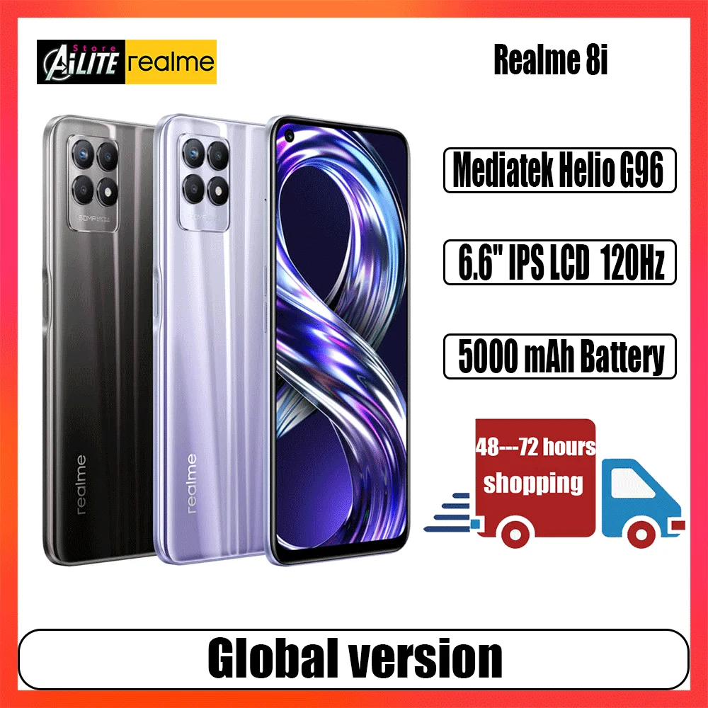 realme 8i global version 6 6” 120hz fhd smartphone 46gb 64128gb helio g96 5000mah battery 18w quick charge 50mp moblie phone free global sh
