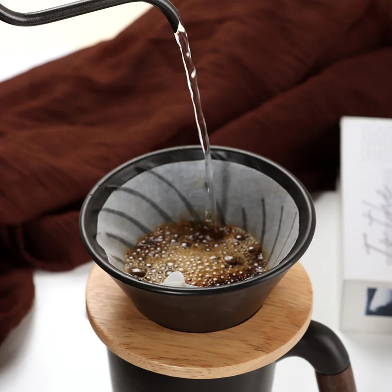

SHXING Новый керамический V60 капельный кофейный фильтр чашка 01/02 ручной заварки дубовая поддержка фильтровальная бумага кофейный набор ручной...