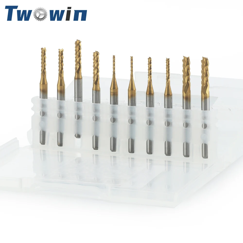 Mini PCB Carbide Tools End Mill 3.175 Diameter Bits CNC Cutting Milling Cutters Kit Wood Working Tools
