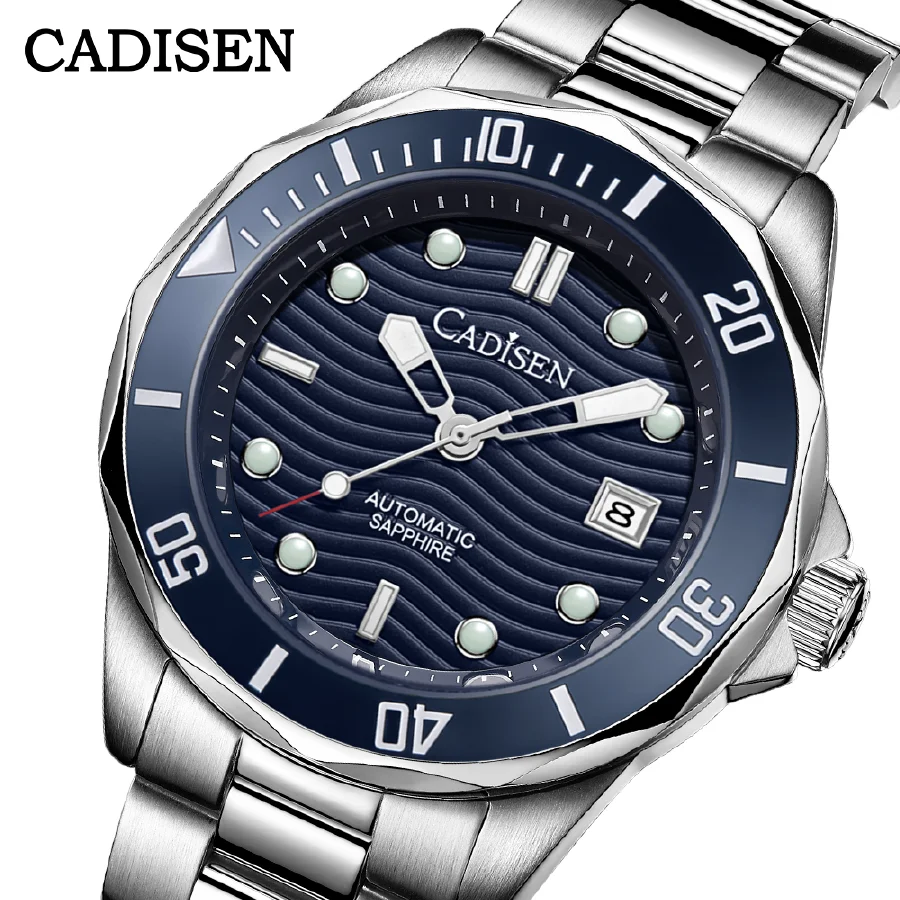 

CADISEN Diver Water Ghost Luxury Sapphire Crystal Blue Men Automatic Mechanical Watches Ceramic Bezel 10Bar Luminous Date Window