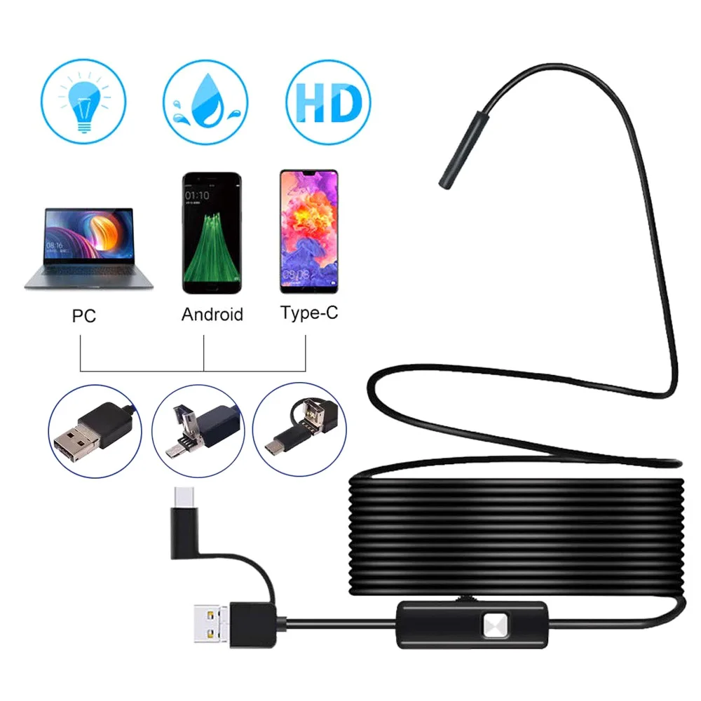 

USB-эндоскоп с камерой 1080P/640P, 3 в 1, USB/Micro USB/Type-C