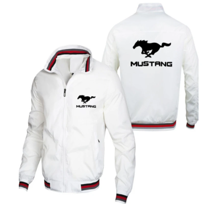 

NEW spring autumn Men Mustang Logo Print Casual Hip Hop Harajuku Long Sleeve Hooded Sweatshirts Mens zipper Jacket W