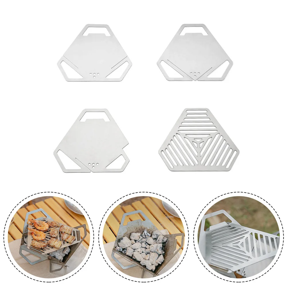 

Outdoor Grill Detachable Windproof Mini Stainless Steel Card Grill Camping Hiking Accessories Equipments