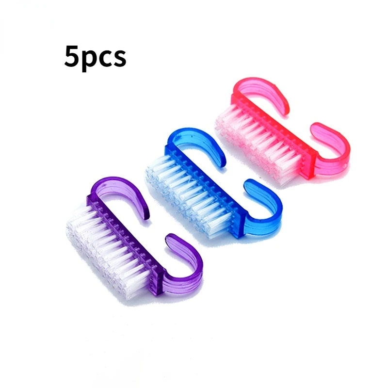 

5 Pcs/Lot Acrylic Nail Brush 3 Color Nail Art Manicure Pedicure Soft Remove Dust Plastic Cleaning Nail Brushes File Tools Set